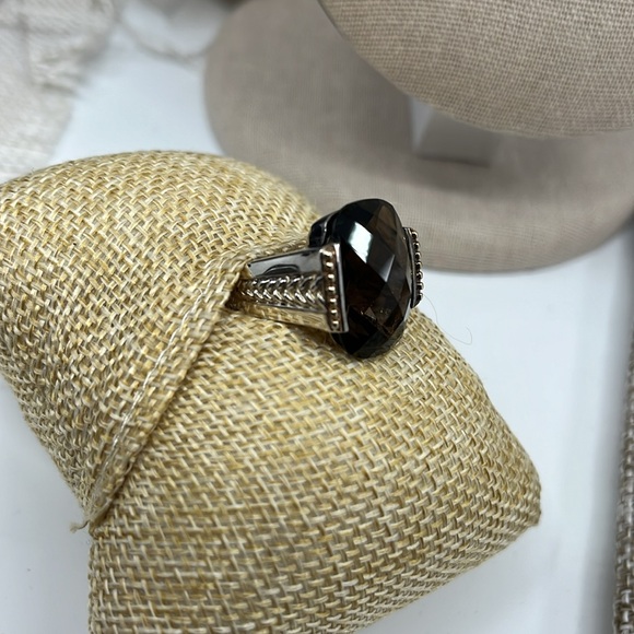 Stunning Smoky Quartz Statement Ring - Sterling Silver with Gold Accents - Picture 7 of 15